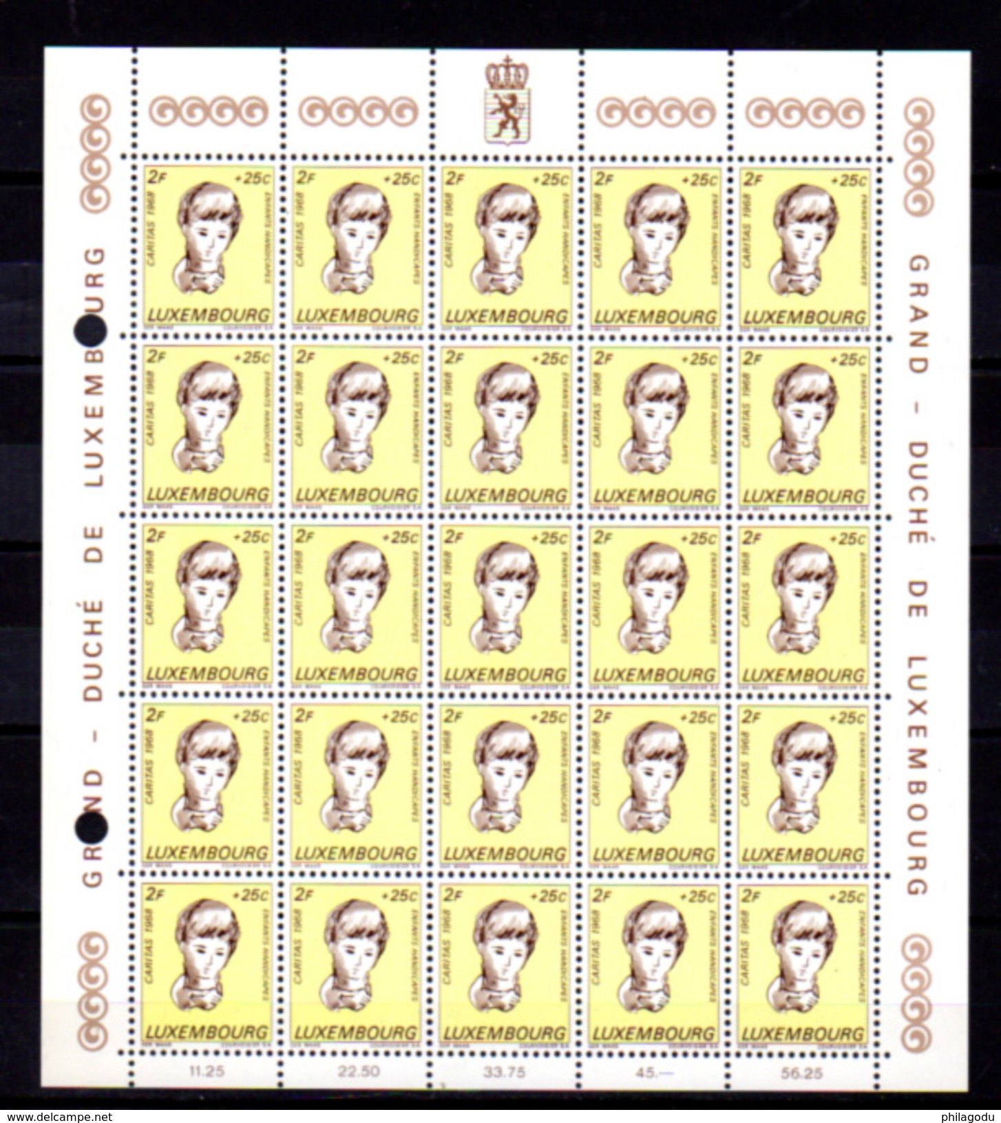 1968,    Enfants Handicapés, 729 /734**en Feuille De 25, Cote 100 €, - Ganze Bögen