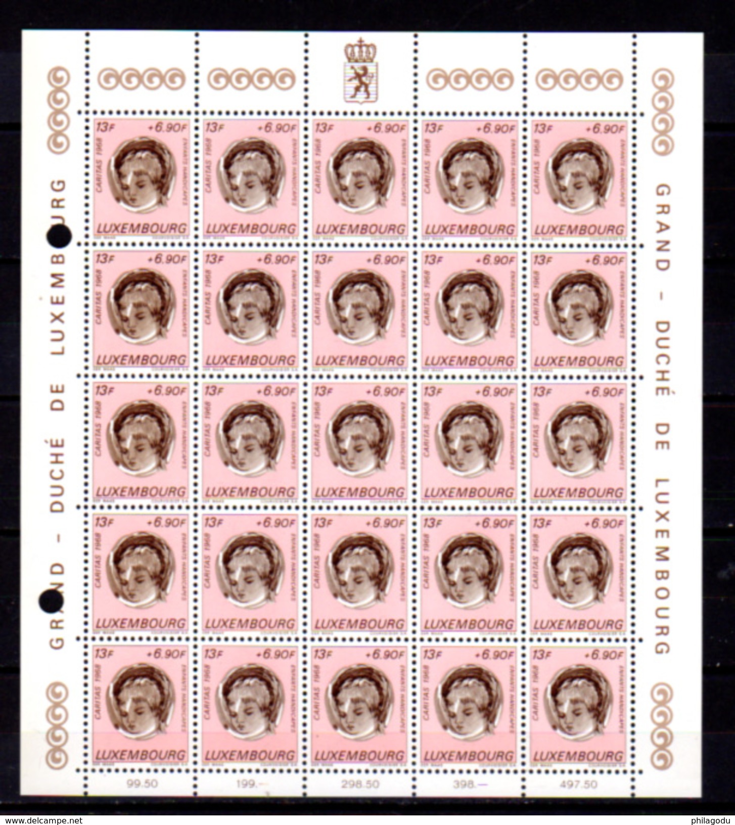 1968,    Enfants Handicapés, 729 /734**en Feuille De 25, Cote 100 €, - Volledige Vellen