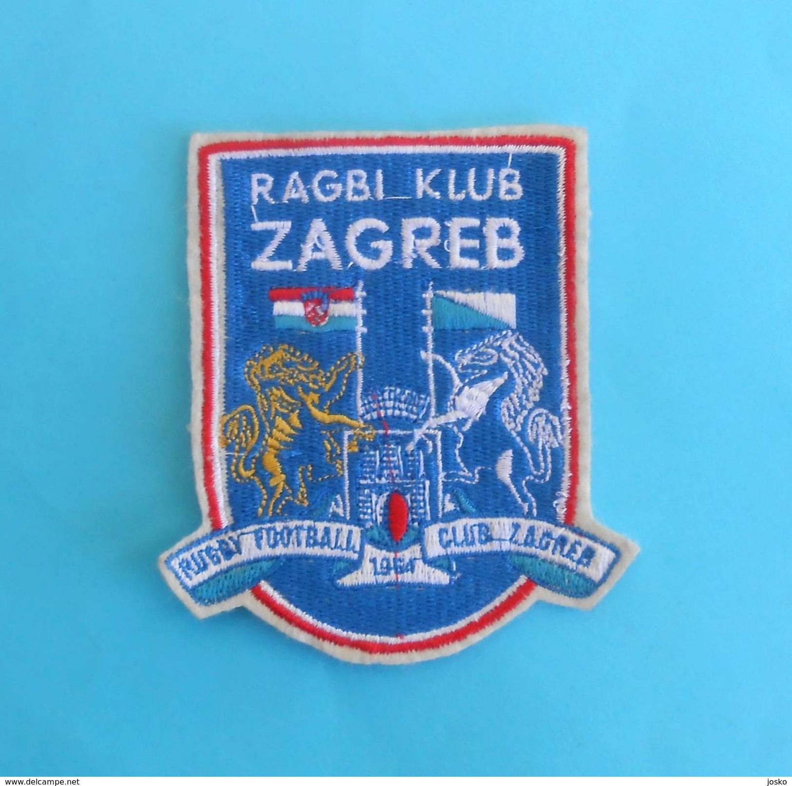 RUGBY CLUB ZAGREB - Croatian Vintage Embroidered Patch * Ecusson Flicken - Rugby