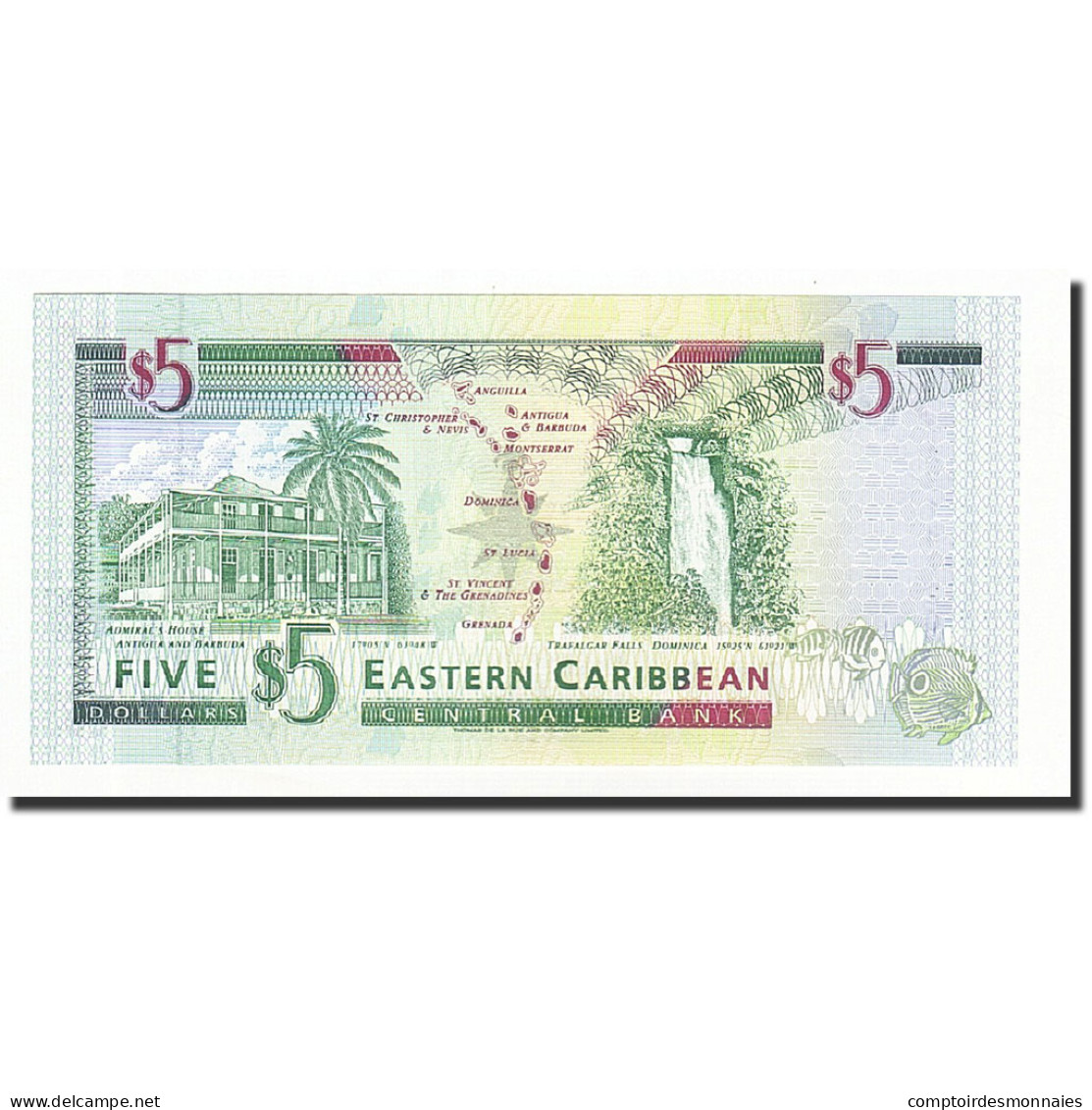 Billet, Etats Des Caraibes Orientales, 5 Dollars, Undated (1994), KM:31m, NEUF - Oostelijke Caraïben