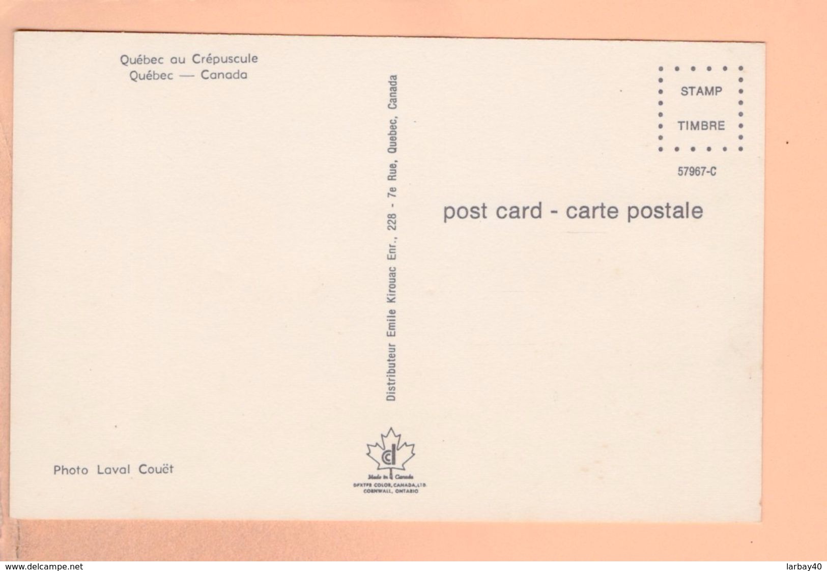 Cpa Cartes Postales Ancienne - Quebec Au Crepuscule - Québec - Beauport