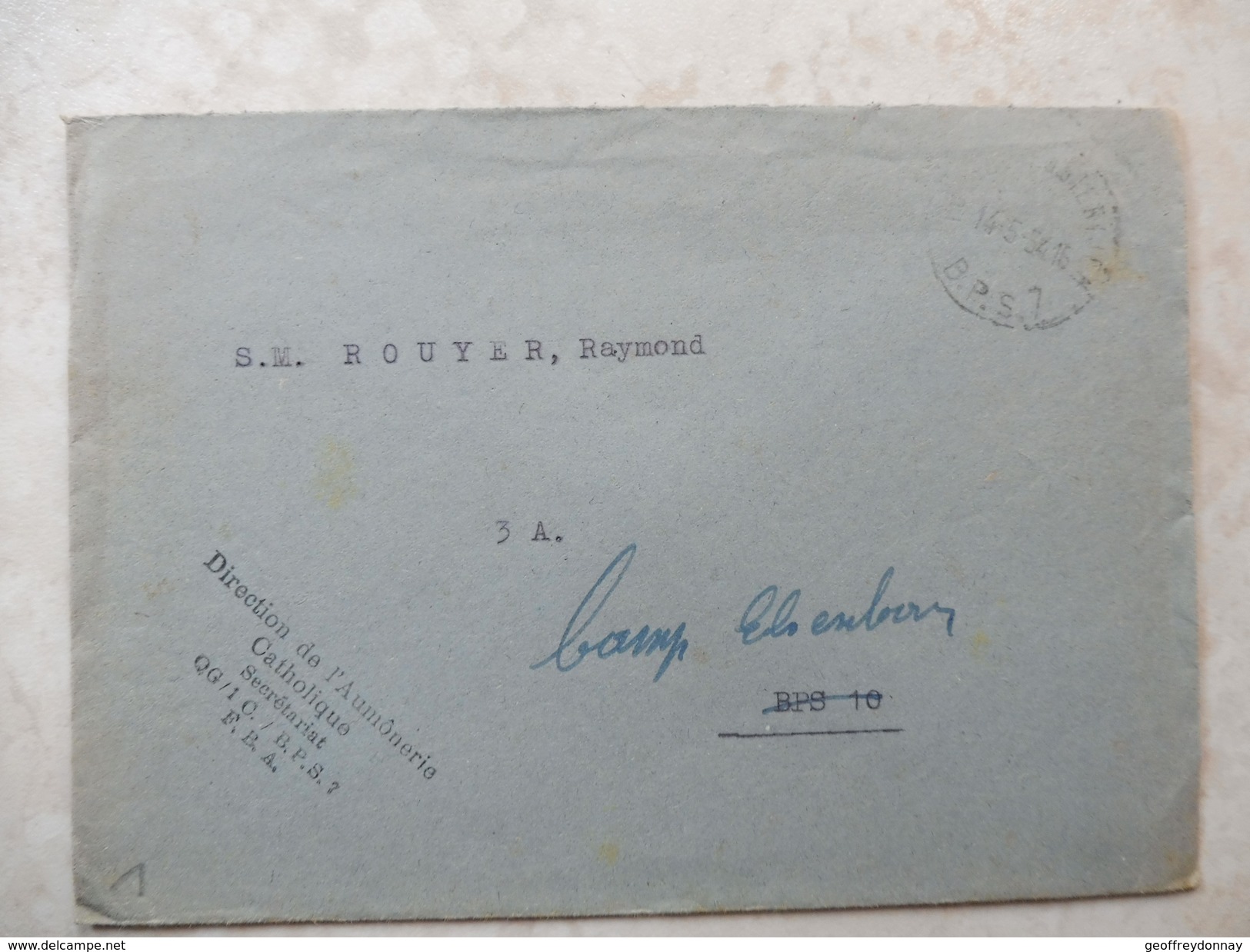 Lettre Belgique Service Militaire 1954 B.p.s.7 - Sonstige & Ohne Zuordnung