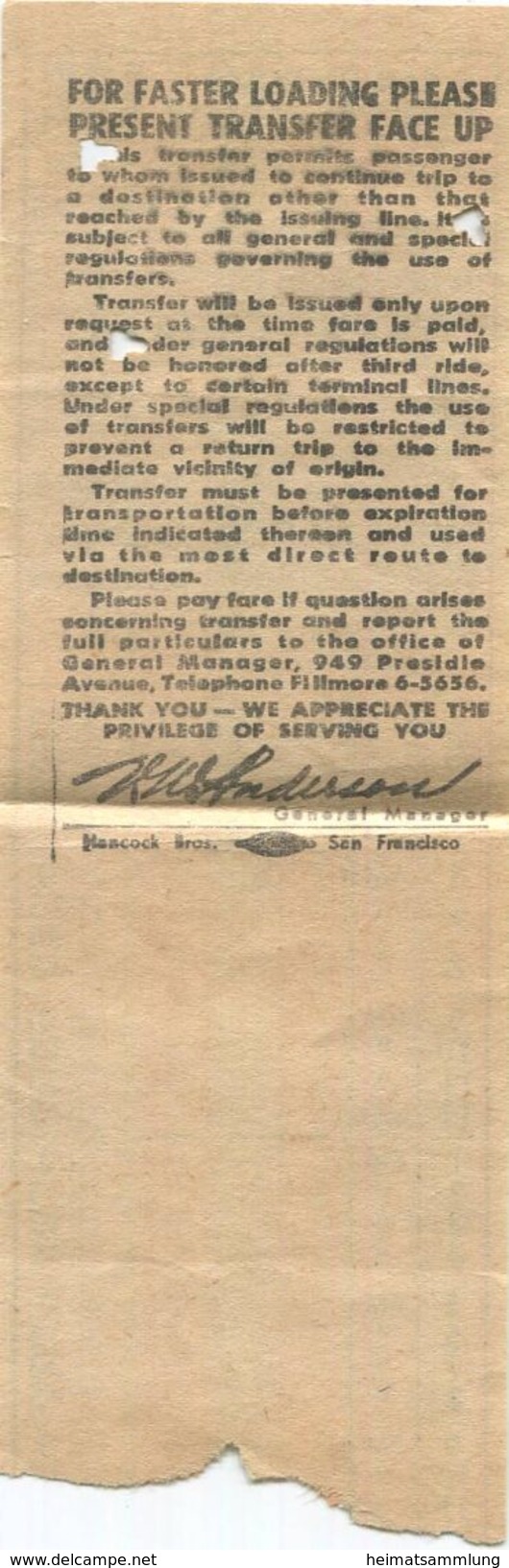 USA - San Francisco Municipal Railway - Fahrschein 1963 - Welt