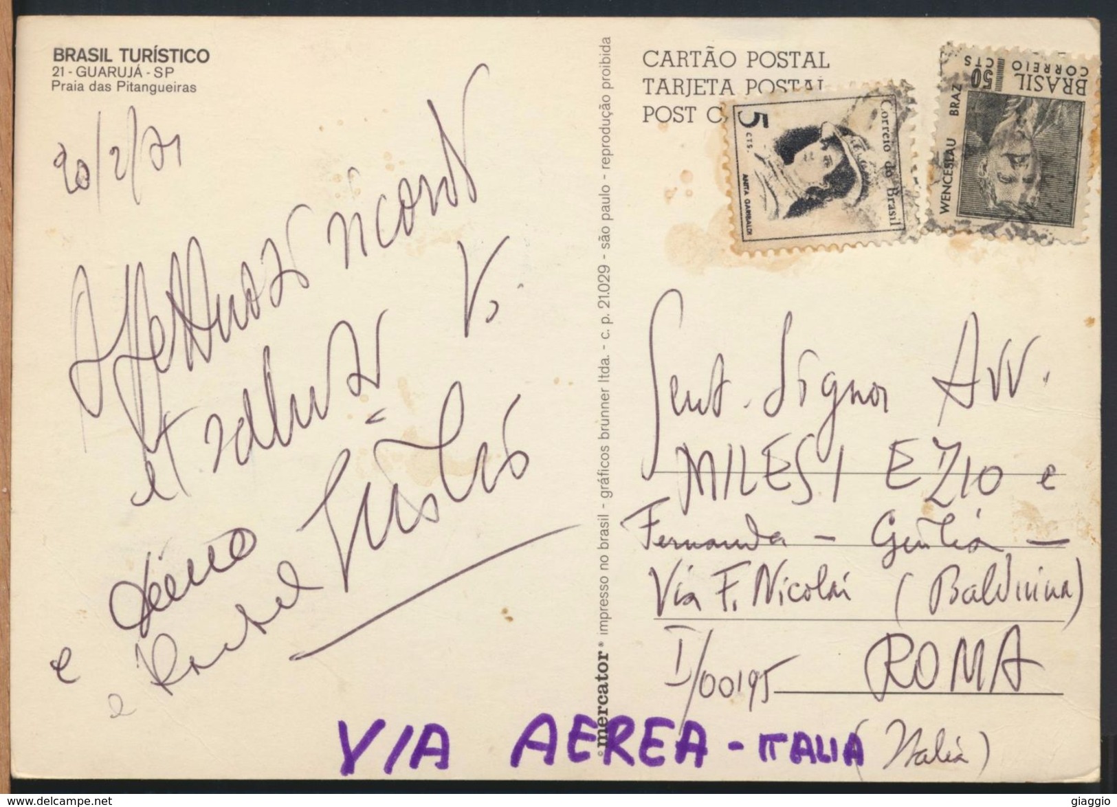 °°° 8239 - BRASIL - BELO HORIZONTE - PRAIA DAS PITANGUEIRAS - 1971 With Stamps °°° - Belo Horizonte