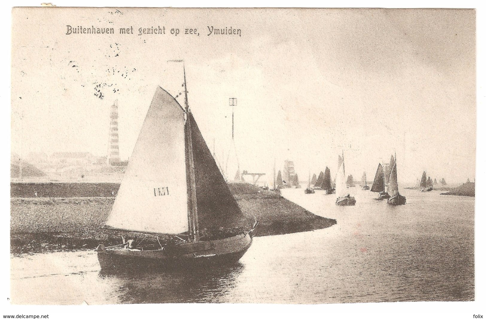 IJmuiden - Buitenhaven Met Gezicht Op Zee, Ymuiden - 1907 - Zeilboten, Vuurtoren - IJmuiden