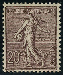 Neuf Sans Charnière N° 131a, 20c Brun Lilas Foncé T.B. - Other & Unclassified