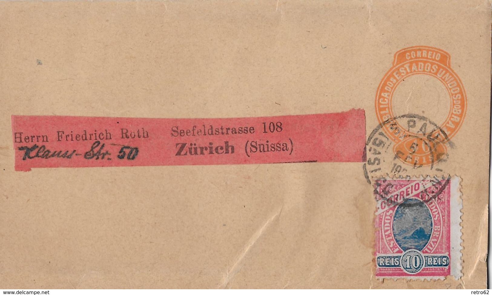 SAO PAULO 1920 -  Small Interesting Letter To Zürich Suissa - Postwaardestukken