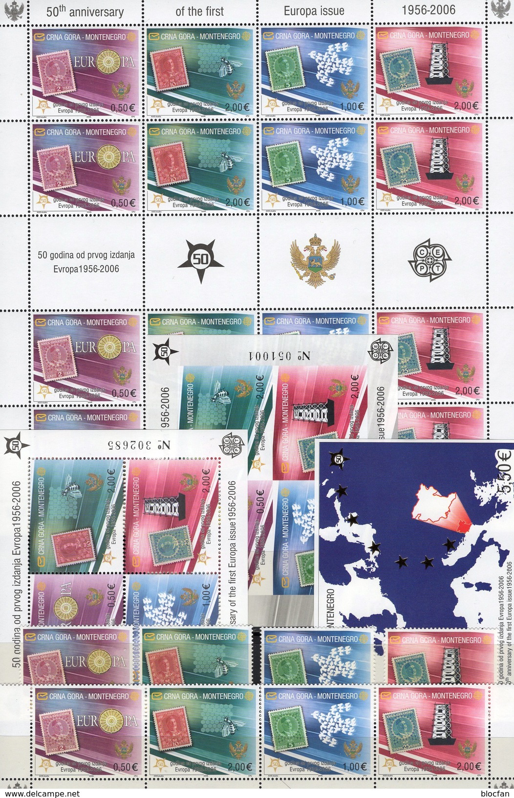 Komplett EUROPA 2006 Montenegro 108/1,ZD,KB+Blocks 3,2A+B ** 220€ M/s Blocs History S/s Philatelic Sheetlet Bf CEPT - Collections