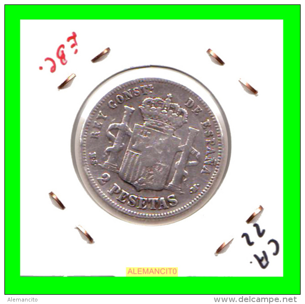 ESPAÑA MONEDA DE 2.- Pta. PLATA  ALFONSO XIII AÑO 1882 - First Minting