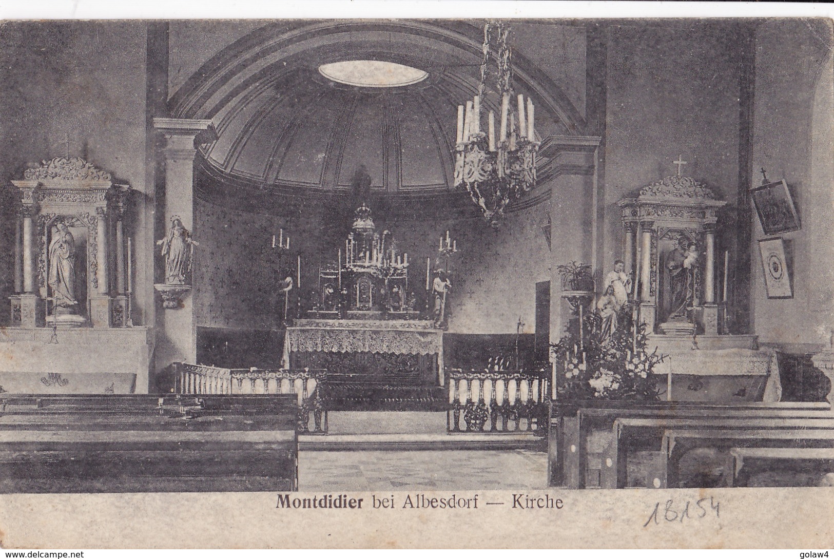 18154# MONTDIDIER Bei ALBESDORF KIRCHE MOSELLE Datée De NELLING Par INSMING 1916 EGLISE ALBESTROFF LORRAINE - Albestroff