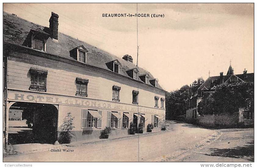 Beaumont Le Roger     27 :    Hôtel Du Lion D'Or     (voir Scan) - Beaumont-le-Roger