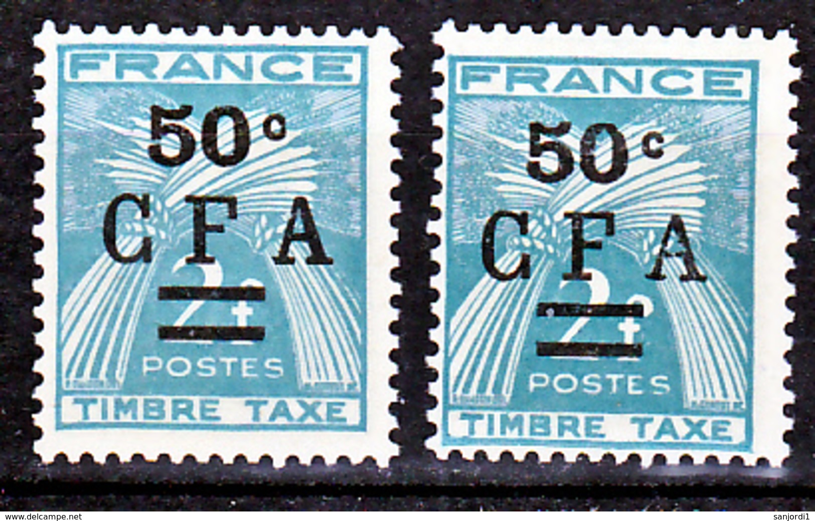 Réunion Taxe  37 CFA Variété C Fermé  Et Normal Neuf ** MNH Sin Charmela - Timbres-taxe