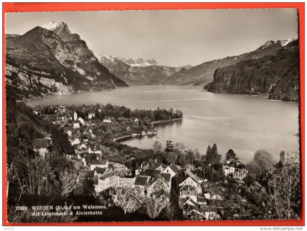 MIC-24  Weesen Am Walensee Mit Leistkamm U. Alvierkette. Foto Gross. Nicht Gelaufen, Gross Format - Weesen