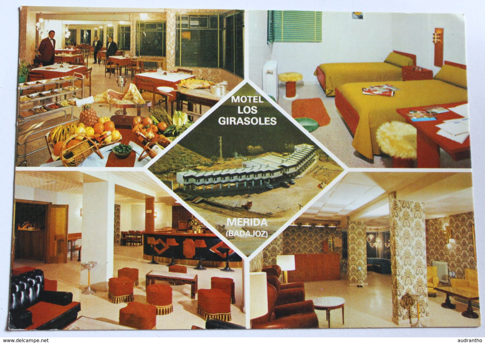 CPM MERIDA Badajoz Motel Los Girasoles Carte Décoration Vintage Années 70 - Mérida