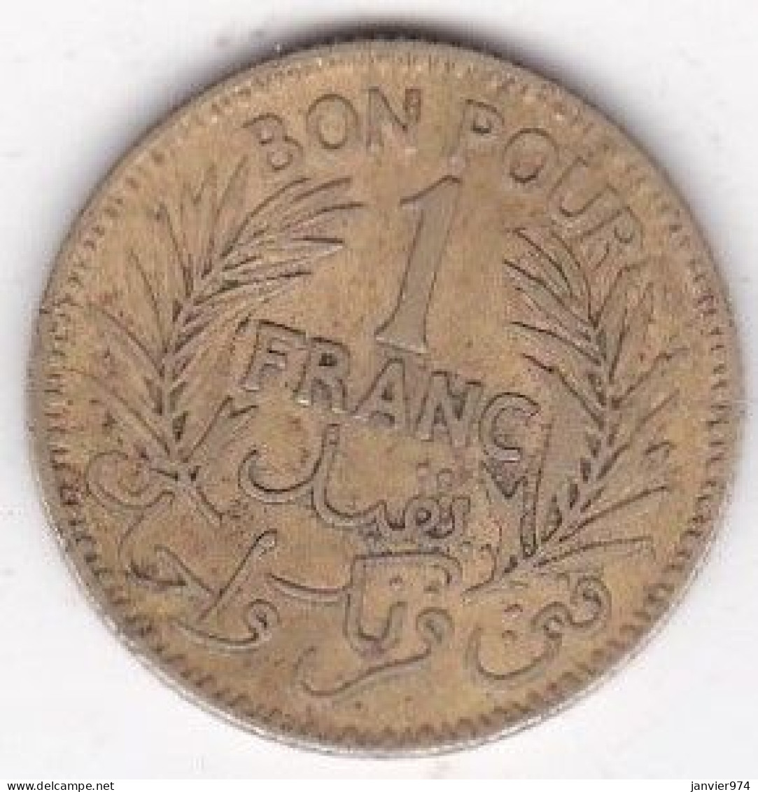 Protectorat Français Bon Pour 1 Franc 1945 – AH 1364 En Bronze-aluminium , Lec# 245 - Tunesië