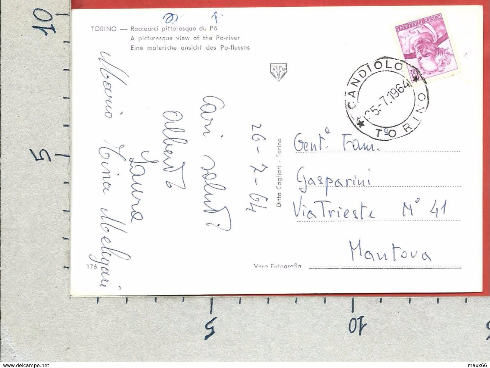 CARTOLINA VG ITALIA - TORINO - Scorcio Pittoresco Sul Po - 10 X 15 - ANN. 1964 - Fiume Po