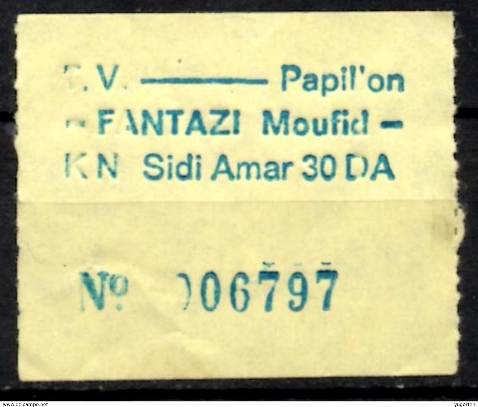 Algeria Ticket Bus Transport Urbain - Annaba - Urbain Fantazi Moufid - Papillon Billete Autobús Biglietto Dell'autobus - World