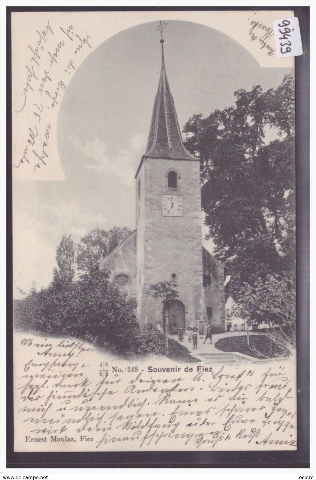 DISTRICT DE GRANDSON - SOUVENIR DE FIEZ - L'EGLISE - TB - Fiez