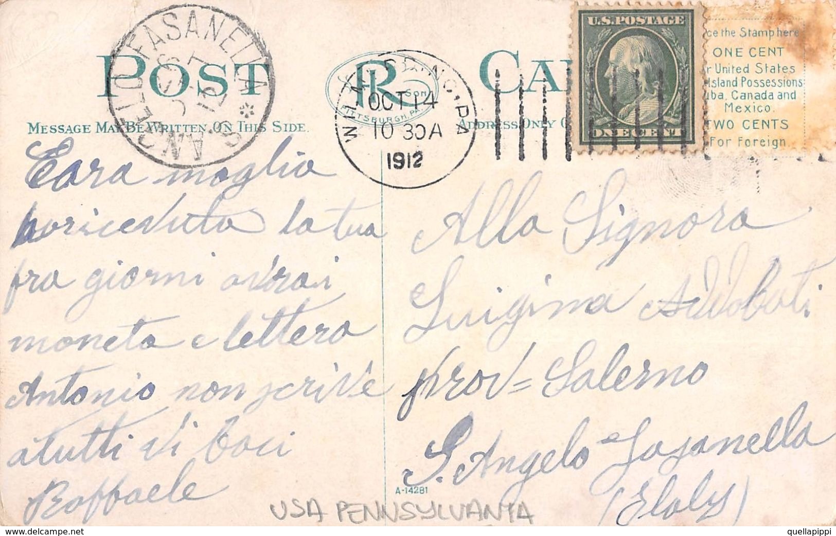 06668 "PENNSYLVANIA - SCHENLEY HOTEL, PITTSBURGH, PA"  ANIMATA, AUTO.  CART  SPED 1912 - Pittsburgh