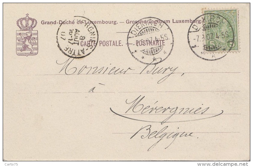 Luxembourg - Diekirch - Pont Lavandières - La Sûre - Postmarked 1907 Diekirch Vernies-Attre - Diekirch