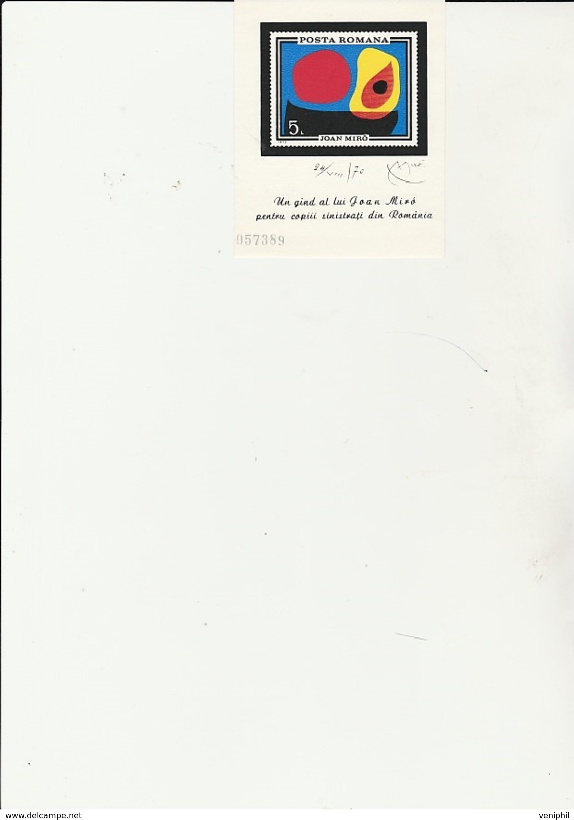 ROUMANIE -BLOC FEUILLET N° 81 NEUF XX - MIRO - ANNEE 1970 - Blocks & Kleinbögen