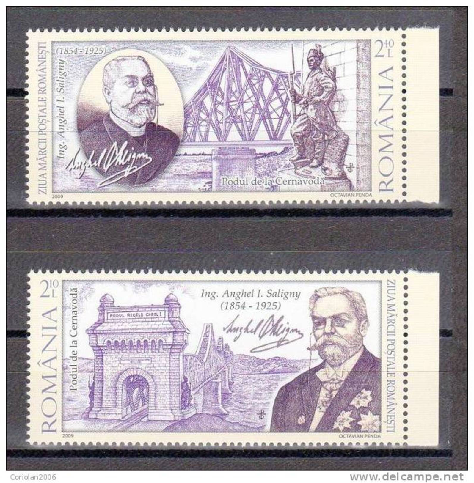 Romania 2009 / ROMANIAN POSTAGE STAMP DAY / ANGHEL I. SALIGNY / 155 Years Since His Birth - Neufs