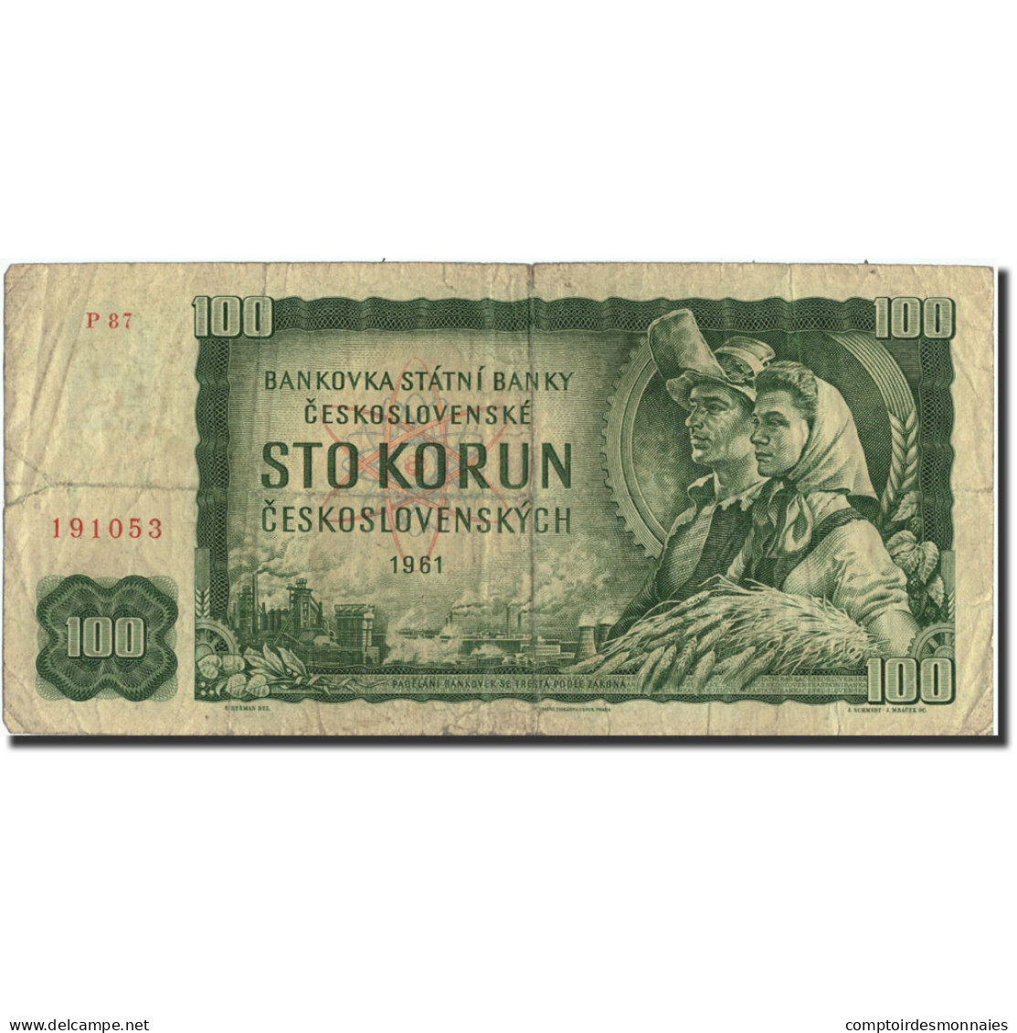 Billet, Tchécoslovaquie, 100 Korun, 1961, 1961, KM:91b, B - Czechoslovakia