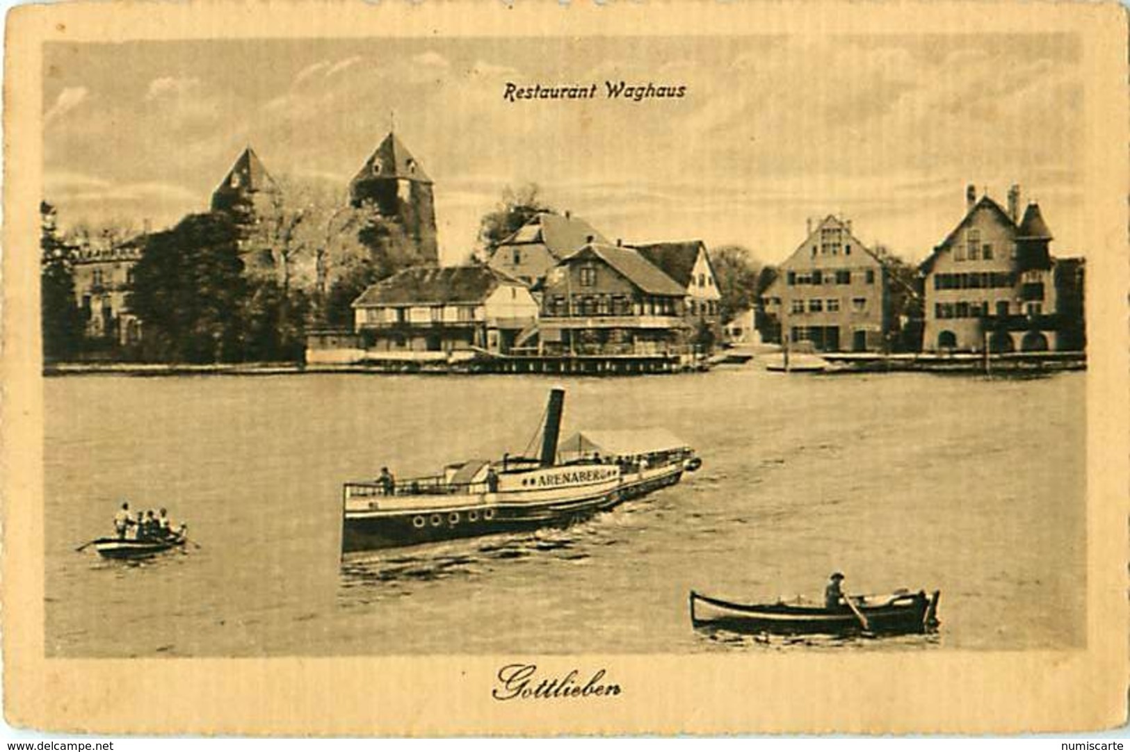 Cpa SUISSE - GOTTLIEBEN - Retaurant Waghaus - Bateau Arenaberg - Gottlieben