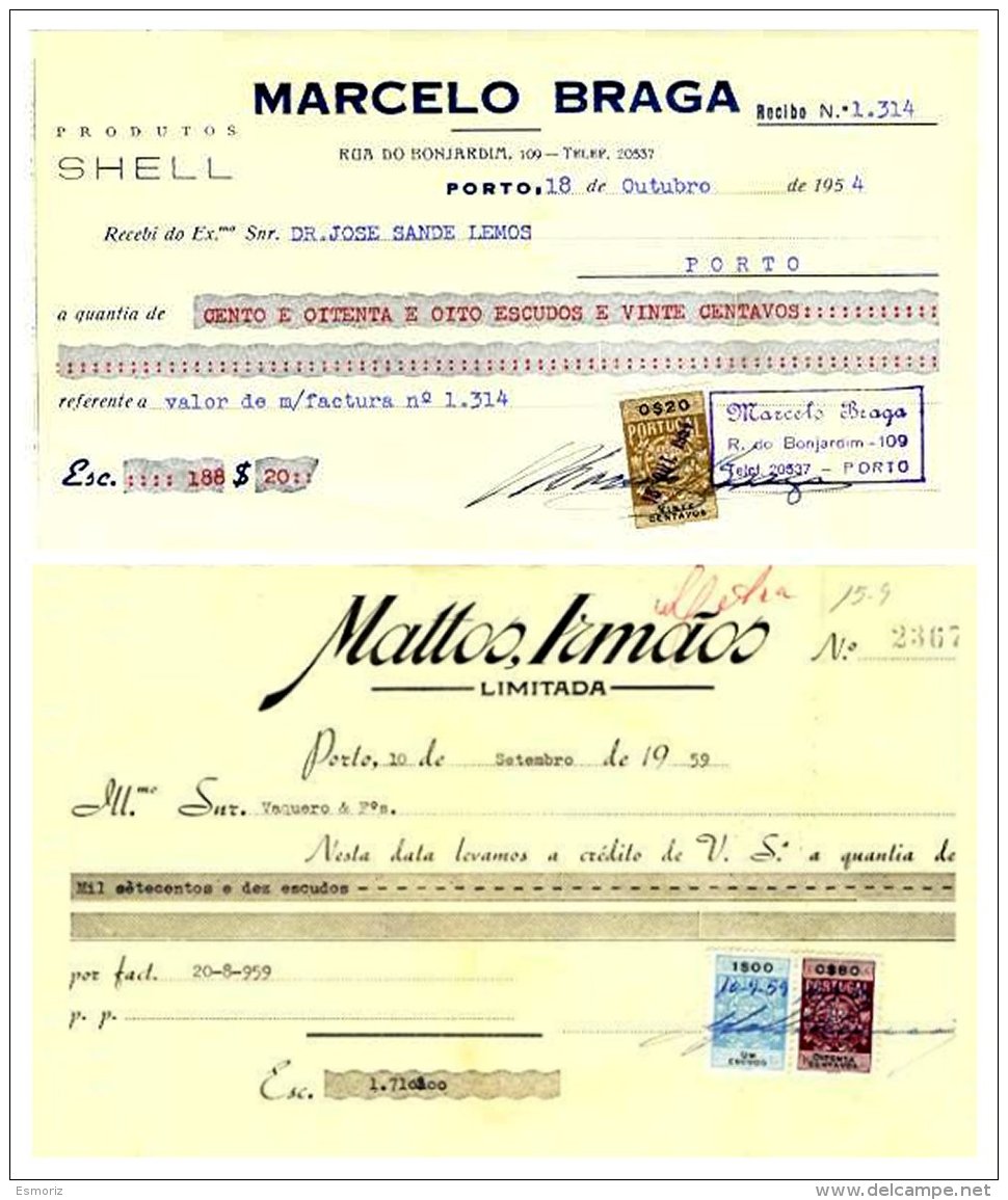 PORTUGAL, Receipts - Lettres & Documents
