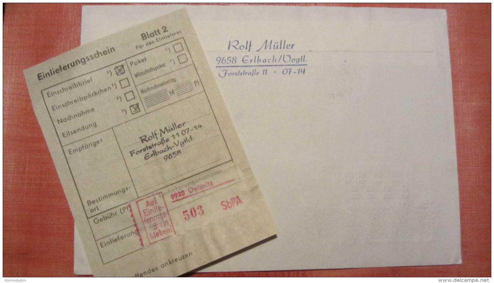 DDR Nach 64: R-Ausl-Brief Nach UdSSR SbPA-R-Zettel Nr.2 (746) 8025 Dresden Vom 25.7.68 Mit Einl-Schein Knr: 1386 Ua - Labels For Registered Mail