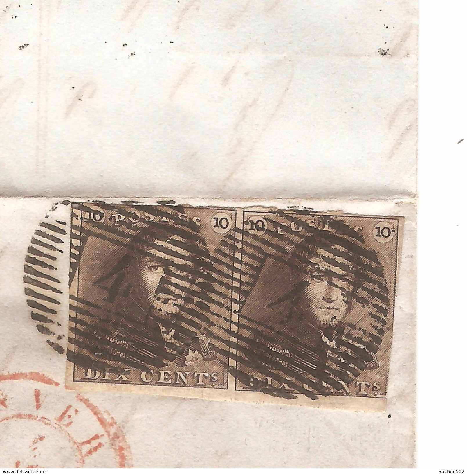 TP 1(2) S/LAC Obl.P.4 C.Anvers 4/3/1850 V.Bruges C.d'arrivée PR4758 - Postmarks - Lines: Perceptions