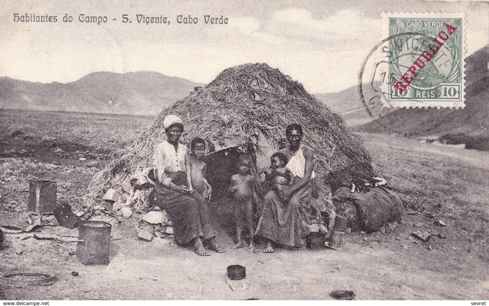 S.VICENTE, Cabo Verde. - Habitantes Do Campo.  Carte Ancienne Très RARE - Kaapverdische Eilanden