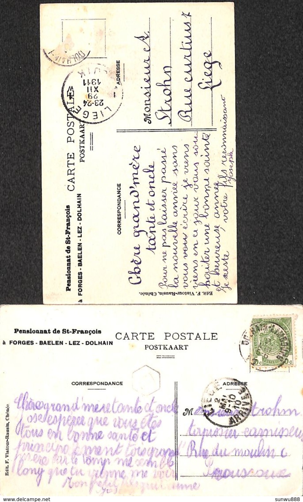 Forges Baelen Lez Dolhain - Pensionnat De St François (lot 2 Cartes, Animée) - Baelen