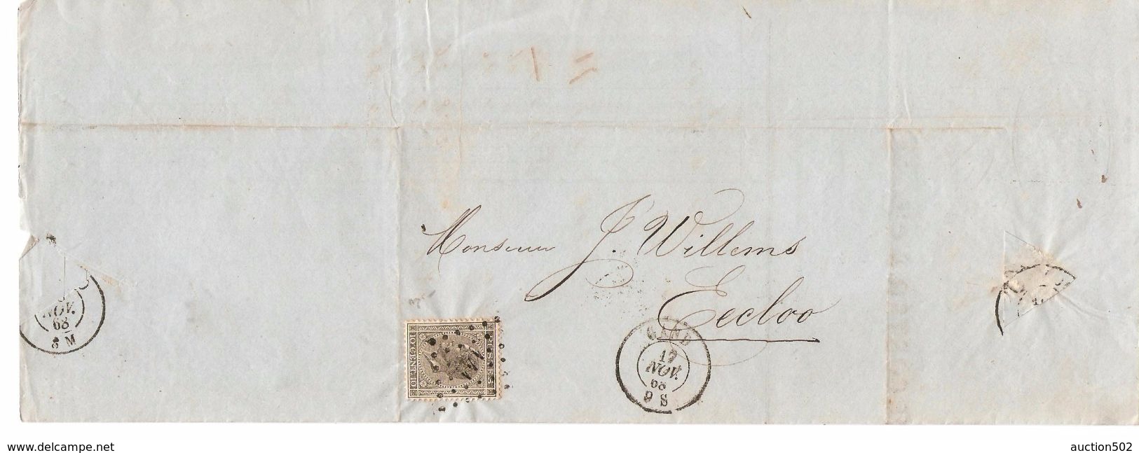 TP 17 S/LAC Facture Van Acker-De Coster & Cie LOS 141 C.Gand 17/11/1868 V.Eecloo C.d'arrivée PR4768 - Postmarks - Points