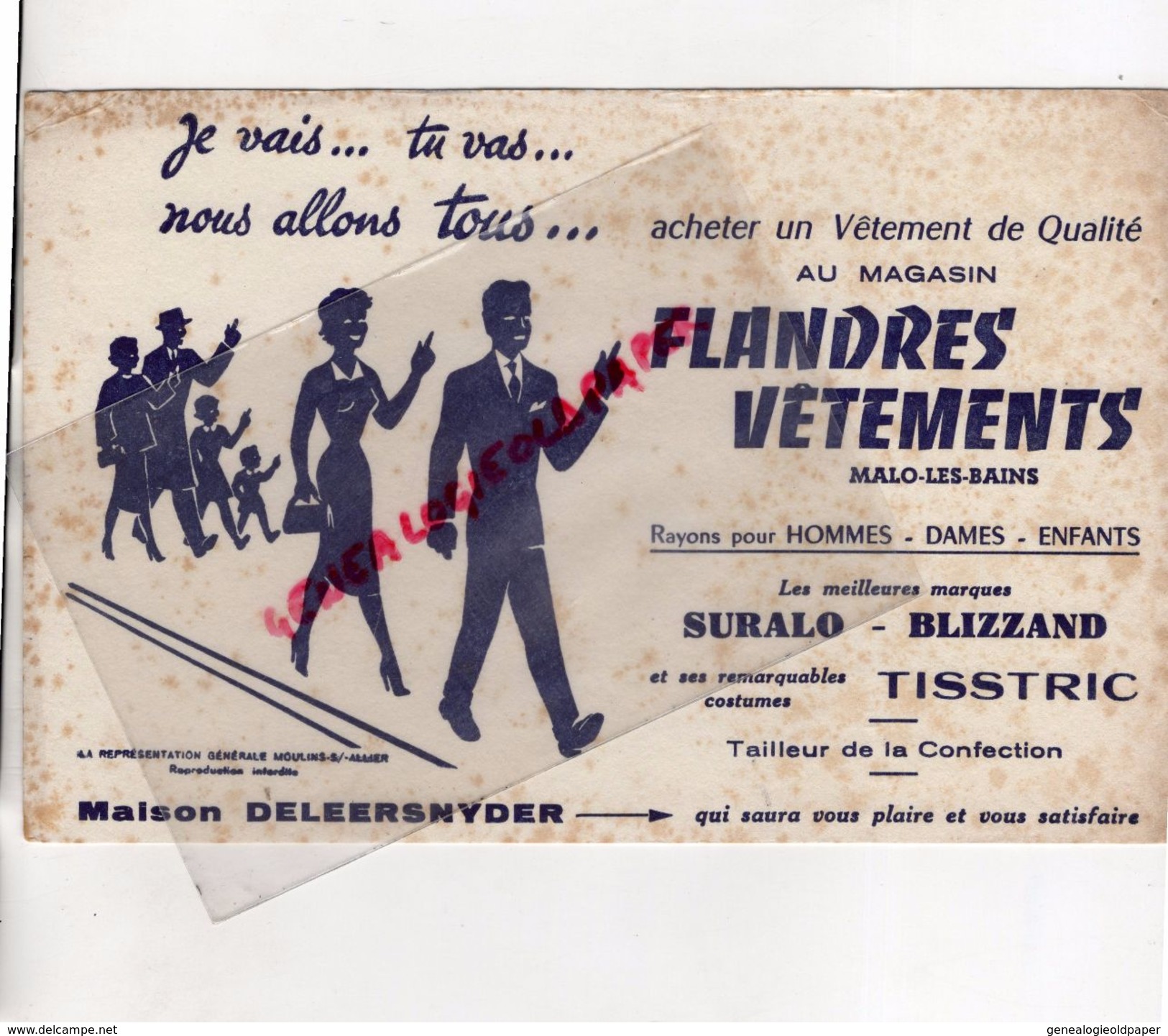 59 MALO LES BAINS-DUNKERQUE-BUVARD FLANDRES VETEMENTS-MAISON DELEERSNYDER-SURALO-BLIZZAND-COSTUMES TISSTRIC - Vestiario & Tessile