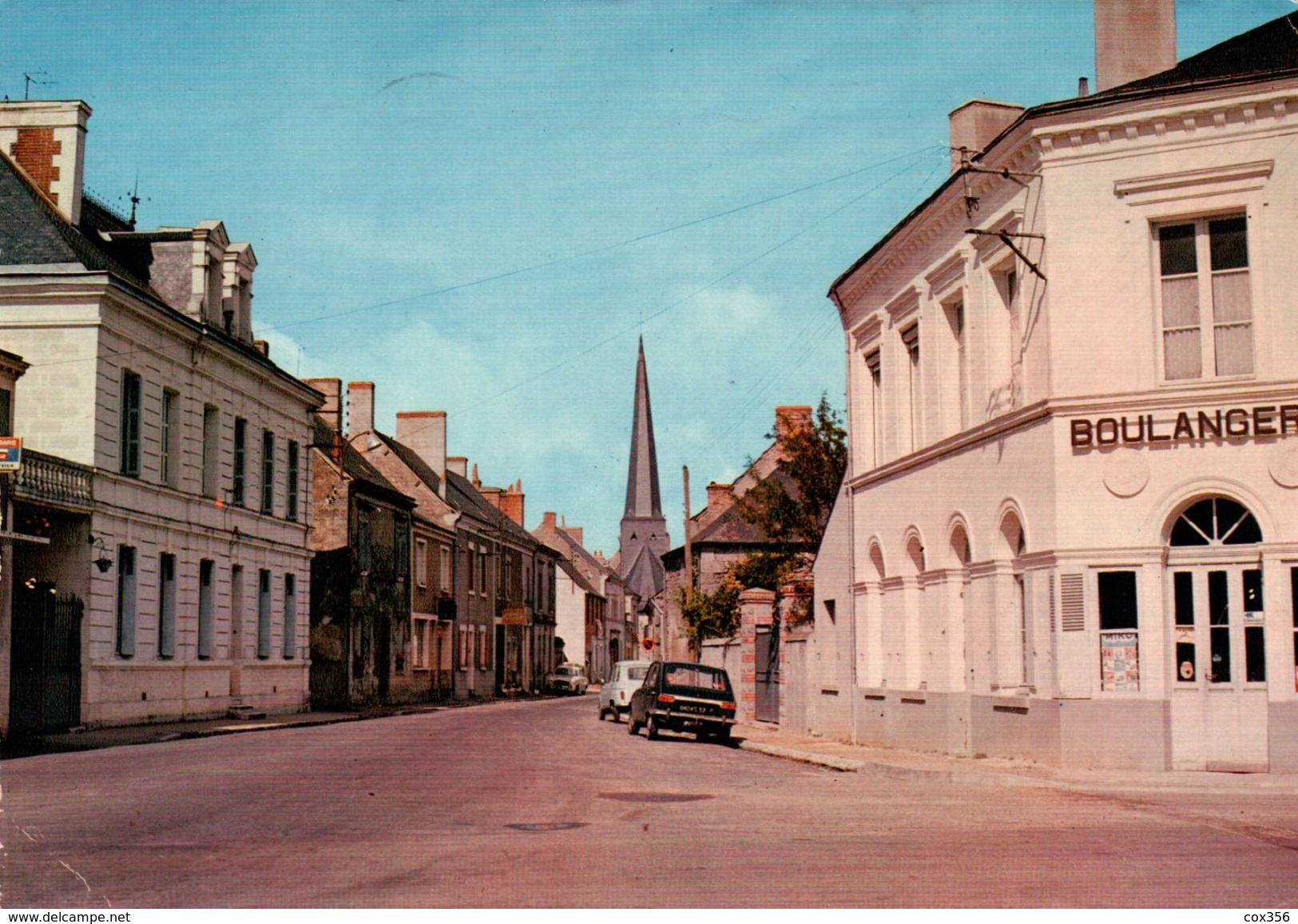 CPSM 37 CLERE LES PINS Rue Principale , BOULANGERIE , AUTOMOBILES RENAULT 16 , 4L - Cléré-les-Pins