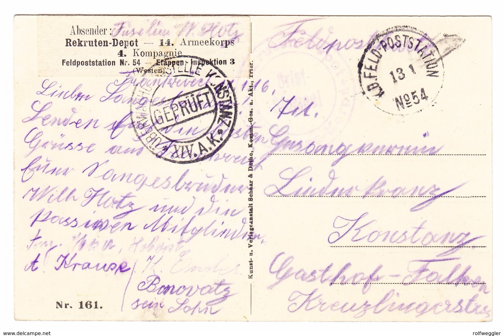 1915? Ansichtskarte Von Dinant Nach Konstanz, Diverse Feldpoststempel - Other & Unclassified