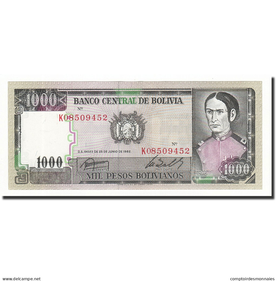 Billet, Bolivie, 1000 Pesos Bolivianos, 1982-06-25, KM:167a, SPL - Bolivia