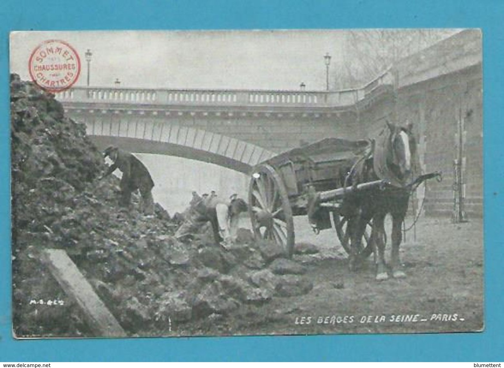 CPA LES BERGES DE LA SEINE Métier Chargement De Pierres Attelage PARIS - Die Seine Und Ihre Ufer