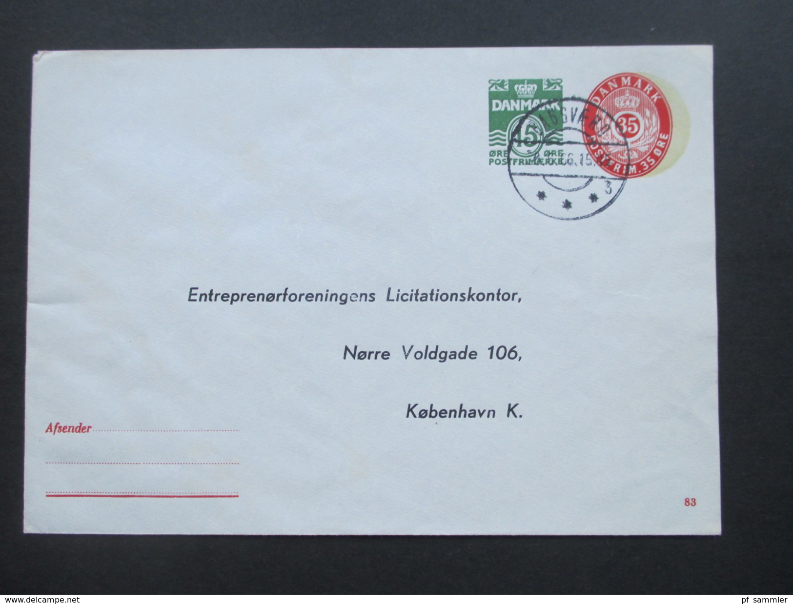 Dänemark 1966 Dienstumschlag?! 2 Gedruckte Marken / Portoerhöhung. Entreprenorforeningens Licitationskontor - Officials