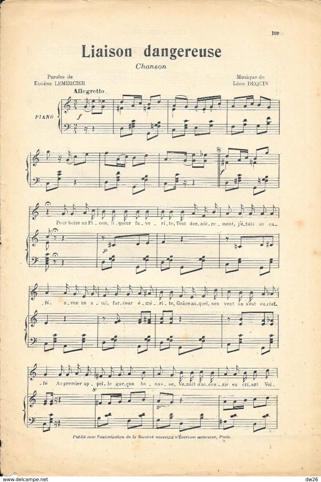 Journal De Musique N° 51 (Piano Et Chant) Avec Partitions: Rondel, La Mère Et L'Enfant (Berceuse), Liaison Dangereuse - Altri & Non Classificati