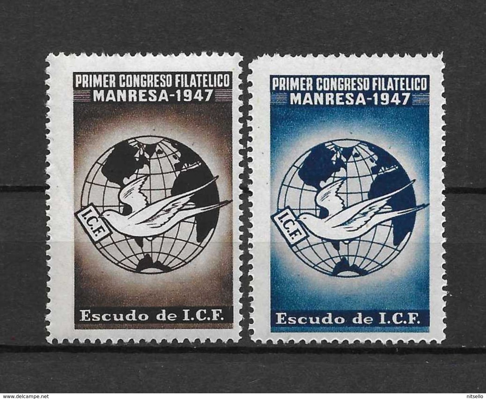 LOTE 1381  ///  PRIMER CONGRESO FILATELICO  MANRESA 1947 **MNH  LUXE        ¡¡¡¡¡¡ LIQUIDATION !!!!!!! - Emisiones Nacionalistas