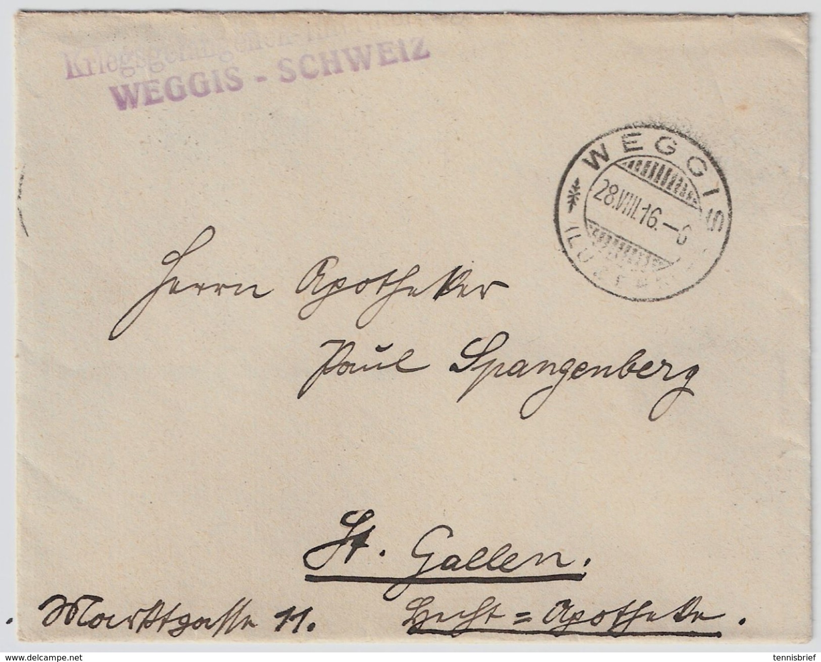 1916, Internierten-Stp. " WEGGIS "   , #8483 - Other & Unclassified