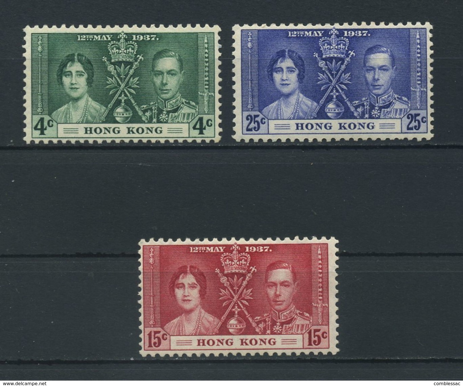 HONG  KONG    1937    Coronation    Set  Of  3    MH - Unused Stamps