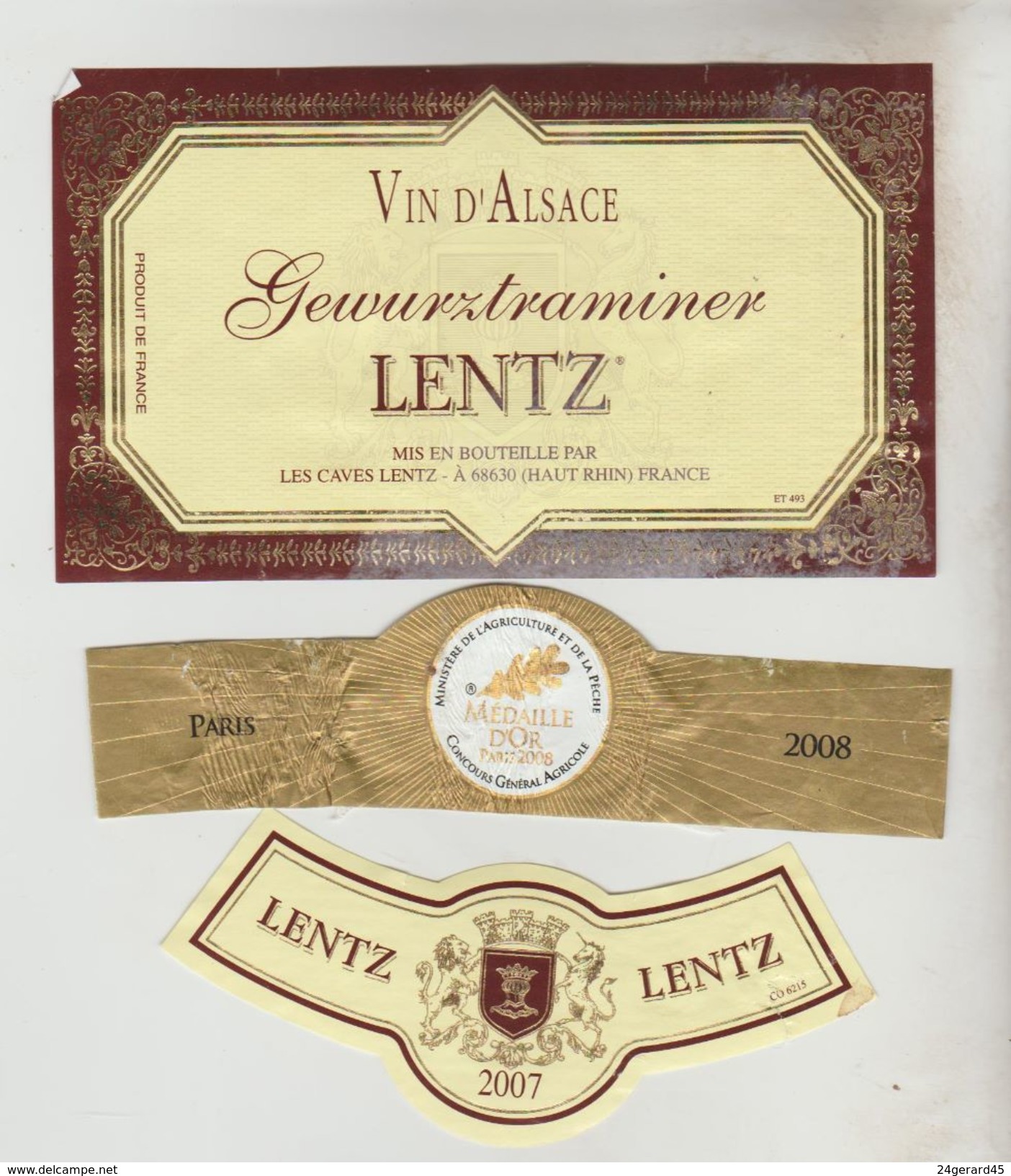 OENOPHILIE 6 ETIQUETTES VINS D'ALSACE - Gewurztraminer P.Chanau, J.M Strubbler, Dopf 2005, Lentz, P. Mittnacht 2006, Cel