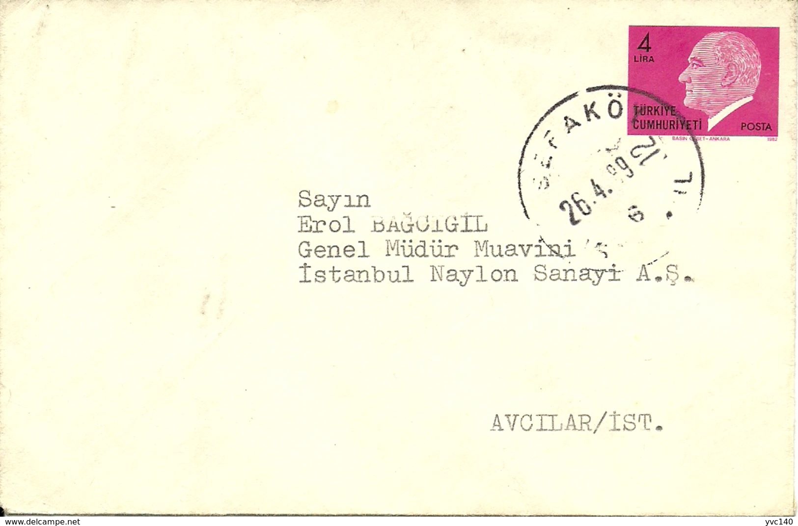 Turkey ; 1982 Postal Stationery - Entiers Postaux