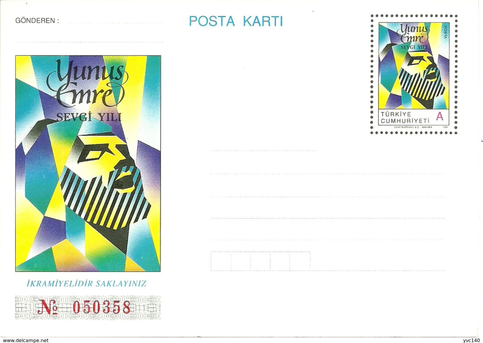 Turkey ; 1991 Postal Stationery - Entiers Postaux