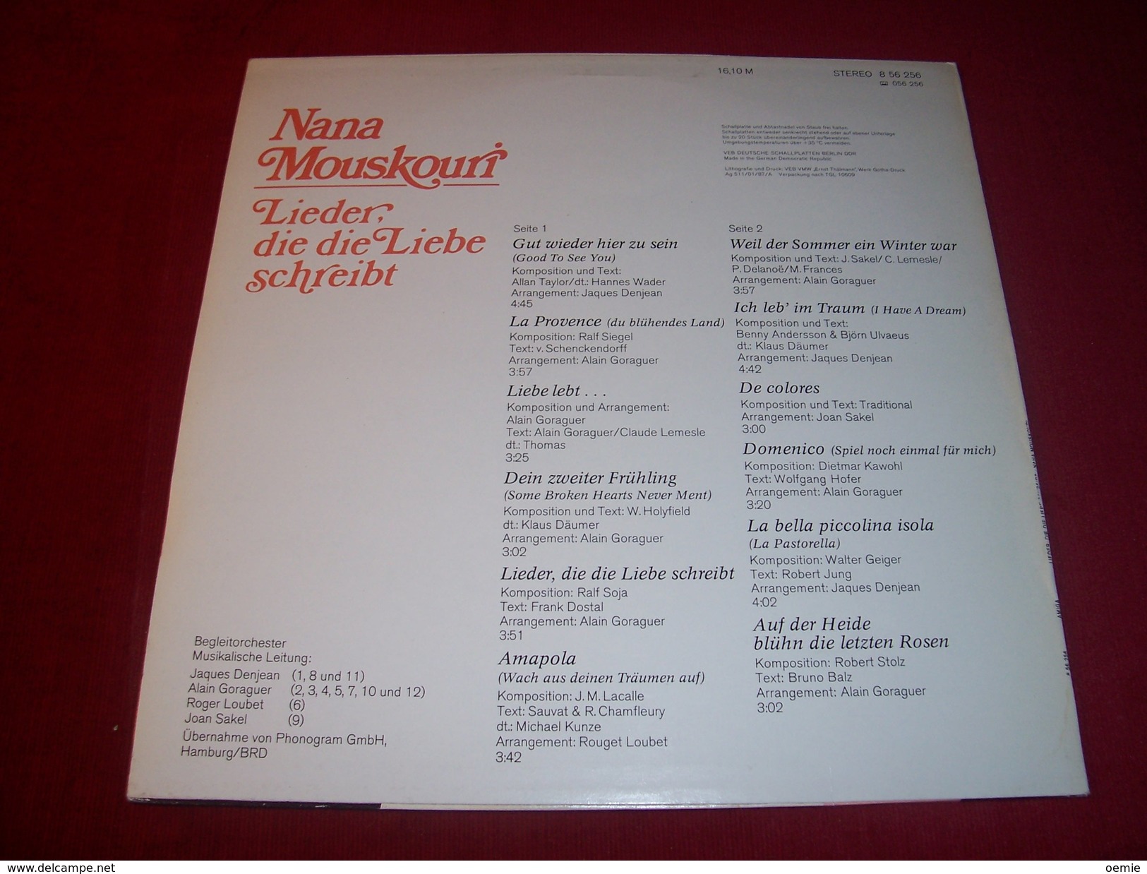 NANA  MOUSKOURI   ° LIEDER DIE  DIE  LIEBE  SCHREIBT  °° ALLEMAGNE - Other - German Music