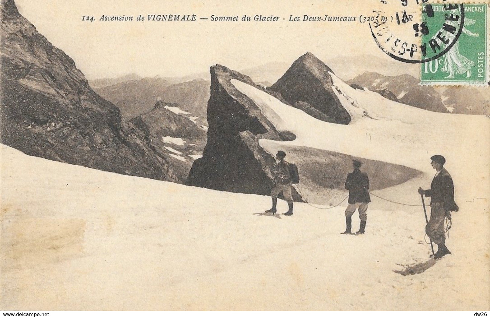 Alpinisme: Ascension De Vignemale, Cordée D'alpinistes Au Sommet Du Glacier- Lles Deux Jumeaux - Ed. Bloc Frères - Mountaineering, Alpinism