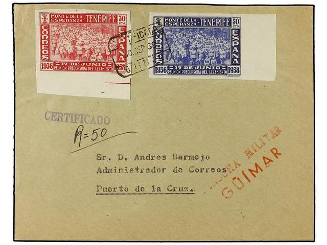 1111 ESPAÑA: CANARIAS. Ed.53s, 54s. 1938 (30 Septiembre). GUIMAR A PUERTO DE LA CRUZ. <B>30 Cts.</B> Rojo Y <B>50 Cts.</ - Autres & Non Classés